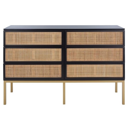 Safavieh Zadie Rattan Dresser, Black & Natural DRS5003A-2BX